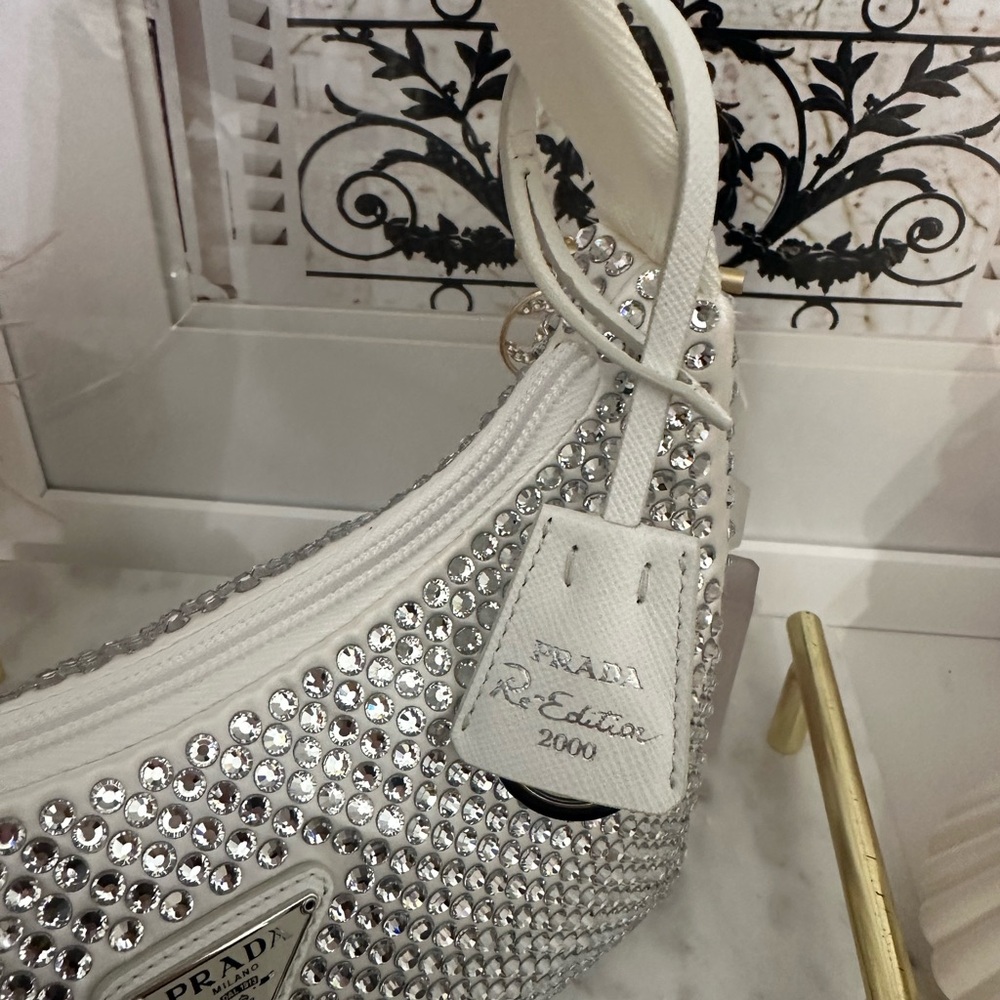 Prada Re-Edition Satin Bag With Crystals White - Picture 4 of 6